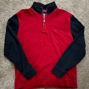 Tommy Hilfiger Red and Black Zip Up Sweater
